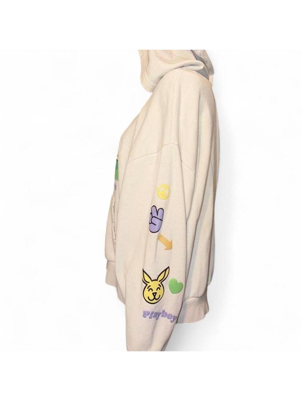 Playboy x PacSun Happy Camper Oversized Pastel Rainbow Graphic Hoodie - Small - Picture 3 of 6